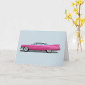 PINK CADDY CLASSIC CAR BIRTHDADCARD KAART (Gele Bloem)