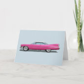 PINK CADDY CLASSIC CAR BIRTHDADCARD KAART (Voorkant)
