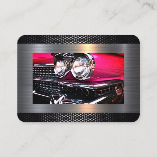 Pink Cadillac Chrome Grill Visitekaartje (Voorkant)