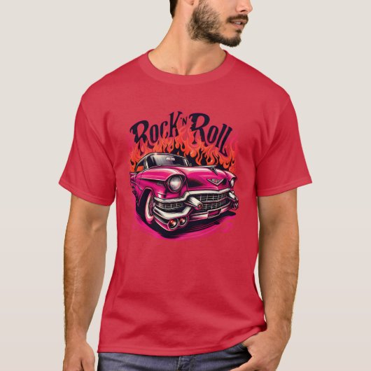 Pink cadillac rock nroll girl t-shirt (Voorkant)