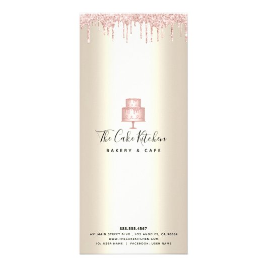 Pink Cake Bakery Glitter Pastry Chef Menu Gold (Achterkant)