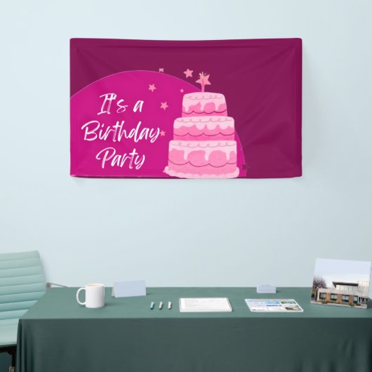Pink Cake Birthday Party Spandoek (Beurs)