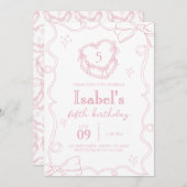 Pink Cake Bow Verjaardag Kaart (Voorkant / Achterkant)