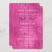 Pink Cake Glitzy Black Glitter Wimpers Verjaardag Kaart (Voorkant / Achterkant)