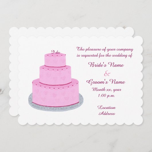 Pink Cake Hearts Custom Wedding Uitnodigingen (Voorkant / Achterkant)