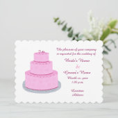 Pink Cake Hearts Custom Wedding Uitnodigingen (Staand voorkant)