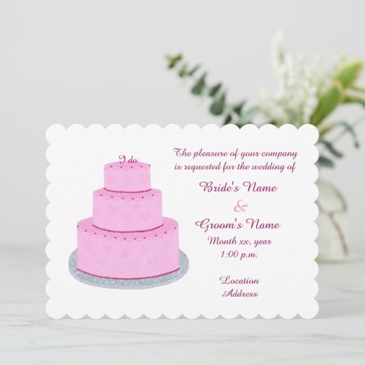 Pink Cake Hearts Custom Wedding Uitnodigingen (Staand voorkant)