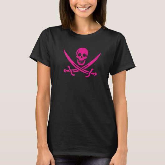 Pink Calico Jack Pirate Flag Jolly Roger Graphic T-shirt (Voorkant)