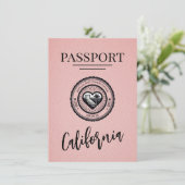 Pink California Passport Bewaar de datum Save The Date (Staand voorkant)
