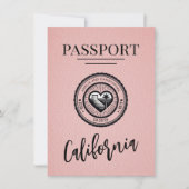 Pink California Passport Bewaar de datum Save The Date (Voorkant)