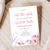 Pink Call the Shots Nursing Afstudeerfeest Kaart