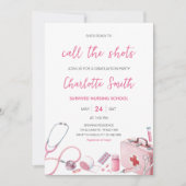 Pink Call the Shots Nursing Afstudeerfeest Kaart (Voorkant)