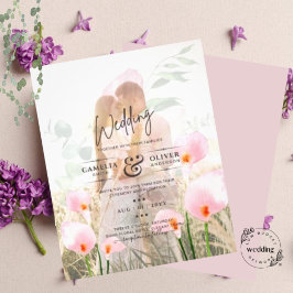 PINK CALLA LIES PHOTO OVERLAY WEDDING INVITE