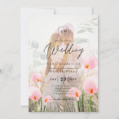 PINK CALLA LIES PHOTO OVERLAY WEDDING INVITE KAART (Voorkant)
