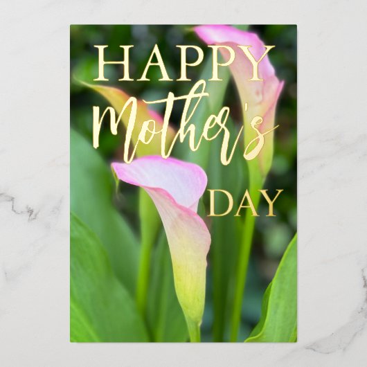 Pink Calla Lillies Moederdag Folie Feestdagenkaart (Voorkant)