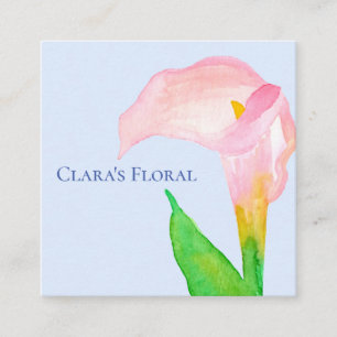 Pink Calla Lily Flower Waterverf Vierkante Visitekaartje
