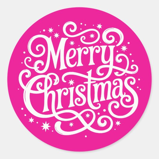 Pink Calligraphy Merry Christmas Envelope Seal Ronde Sticker (Voorkant)