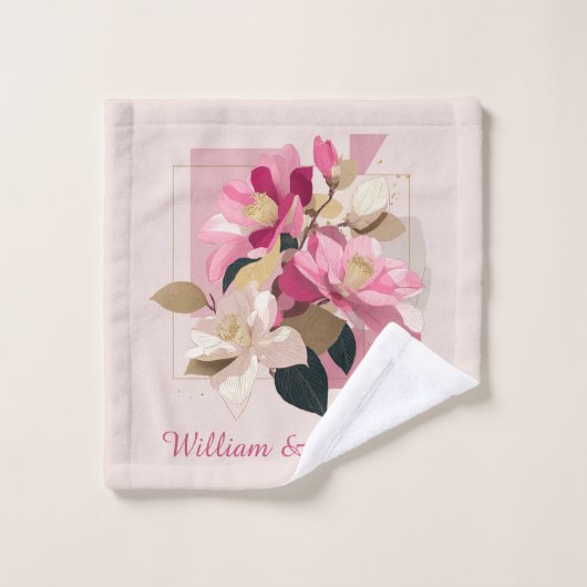 Pink Camellia Bloom Bad Handdoek (Wasdoekje)