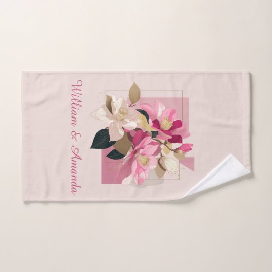Pink Camellia Bloom Bad Handdoek (Handdoek)