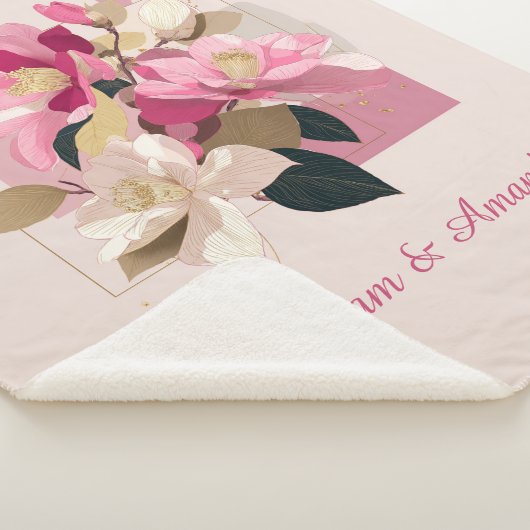 Pink Camellia Bloom Sherpa Deken (3/4)