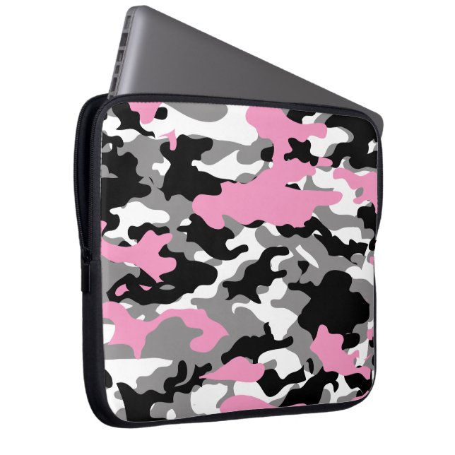 PINK CAMO - Electronics Bag Laptop Sleeve (Voorkant Rechts)