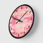 Pink Camouflage Camo Wall Clock Ronde Klok (Hoek)