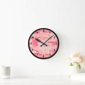 Pink Camouflage Camo Wall Clock Ronde Klok (Huis)