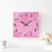 Pink Camouflage Square Clock Vierkante Klok (Huis)