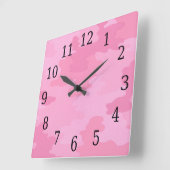 Pink Camouflage Square Clock Vierkante Klok (Hoek)
