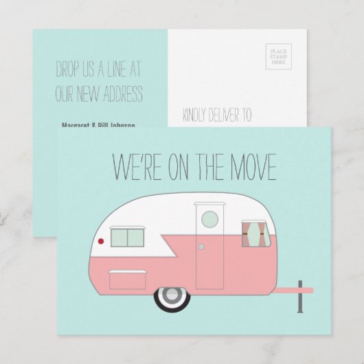 Pink Camper Aankondigingskaart (Voorkant / Achterkant)