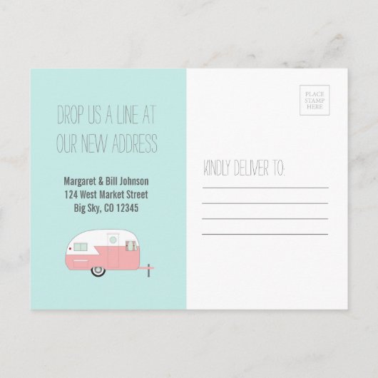 Pink Camper Aankondigingskaart (Achterkant)