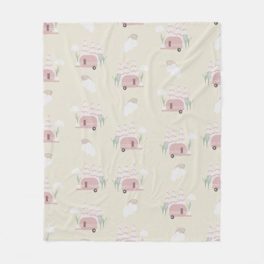 Pink Camper Earthy Pattern Fleece Deken (Voorkant)