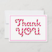 Pink Candy Cane Baby shower Bedankt Card (Voorkant)