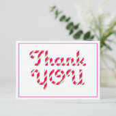 Pink Candy Cane Baby shower Bedankt Card (Staand voorkant)