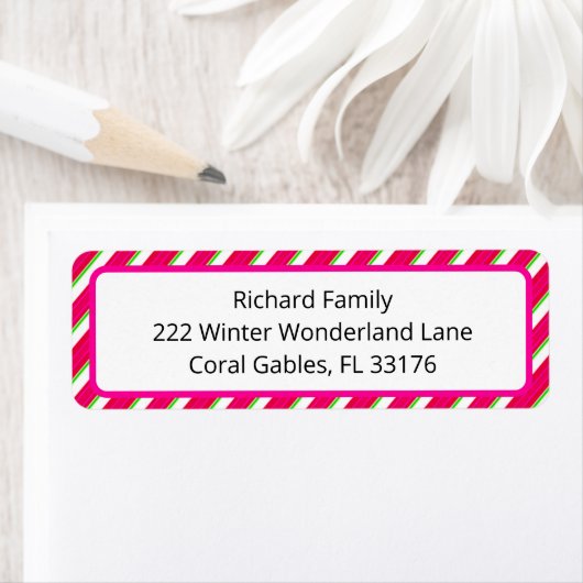 Pink Candy Cane Baby shower Retour Adres Label (Insitu)