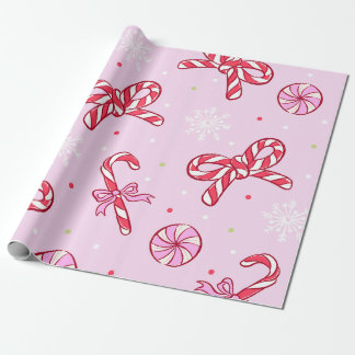 Pink Candy Cane Christmas Cadeaupapier
