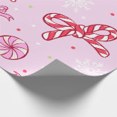 Pink Candy Cane Christmas Cadeaupapier (Hoek)