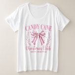 Pink Candy Cane Christmas Club Grote Maat T-shirt<br><div class="desc">Een kerstvakantie hoodie met een snoepriet kerstclub thema. Roze wit.</div>