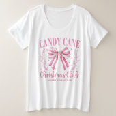Pink Candy Cane Christmas Club Grote Maat T-shirt (Design voorkant)