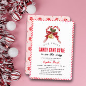 Pink Candy Cane Cutie Girl Baby Shower Kaart