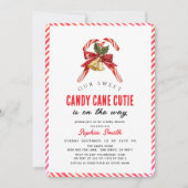 Pink Candy Cane Cutie Girl Baby Shower Kaart (Voorkant)