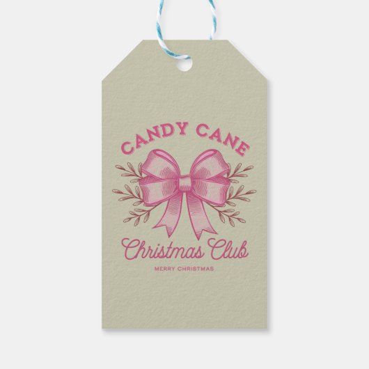 Pink Candy Cane Kerstclub kerstseizoen Cadeaulabel (Achterkant)