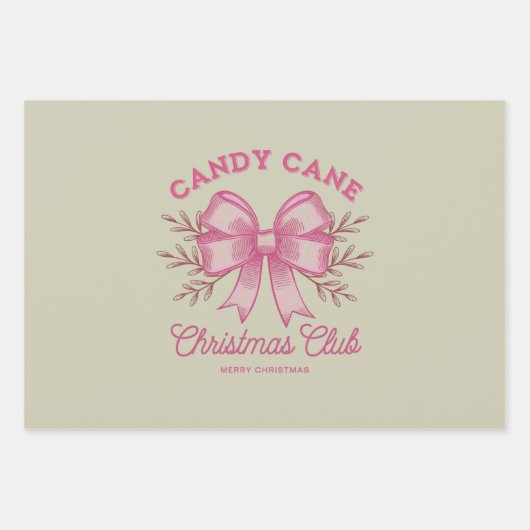 Pink Candy Cane Kerstclub kerstseizoen Inpakpapier Vel (Voorkant)