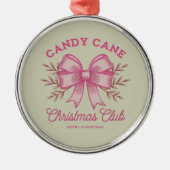 Pink Candy Cane Kerstclub kerstseizoen Metalen Ornament (Voorkant)