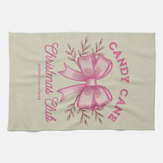 Pink Candy Cane Kerstclub kerstseizoen Theedoek (Horizontaal)