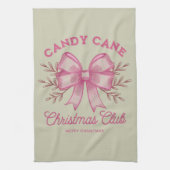 Pink Candy Cane Kerstclub kerstseizoen Theedoek (Verticaal)