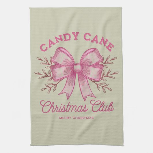 Pink Candy Cane Kerstclub kerstseizoen Theedoek (Verticaal)