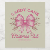 Pink Candy Cane Kerstclub kerstseizoen Wijn Etiket (Enkel label)