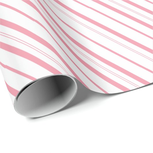 Pink Candy Cane Stripes - Small Stripes Cadeaupapier (Rol Hoek)