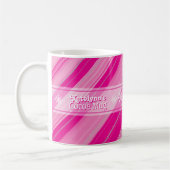 Pink Candy Cane Stripes Snowflakes Naam toevoegen Koffiemok (Links)